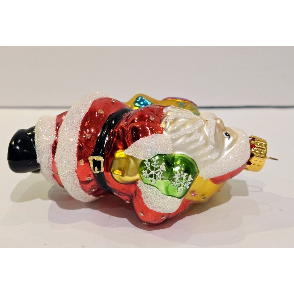 Christmas Ornament Santa Gold Bag Unique Treasures UT Glass - Picture 4 of 9